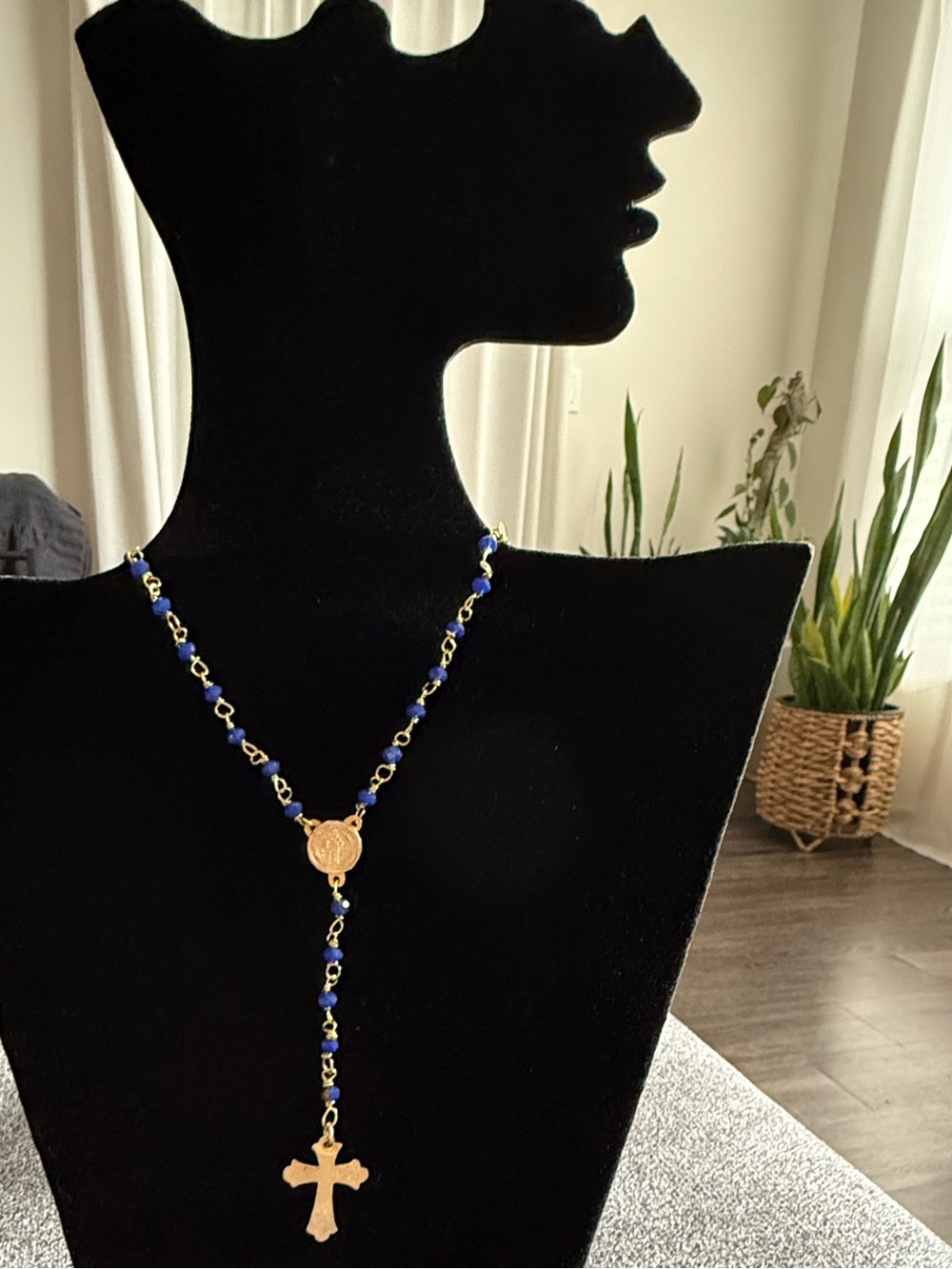 Gold-Tone Rosary Necklace